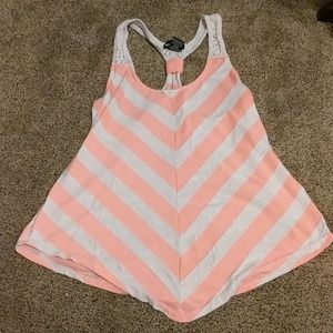 Wet Seal Tank Size Large Striped Pink and Beige